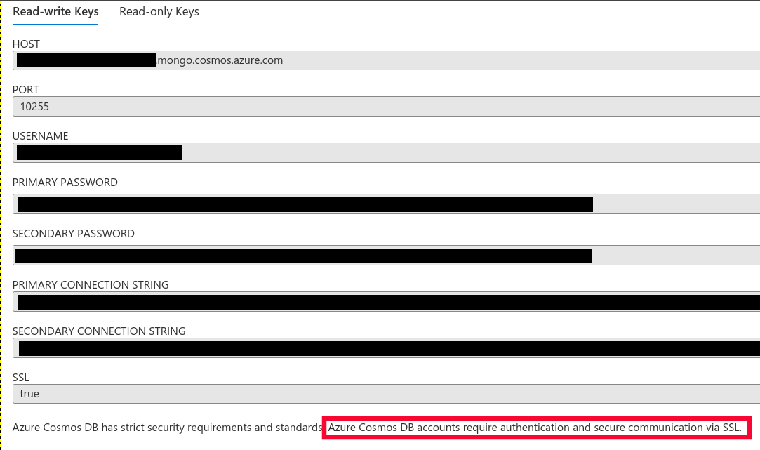 Azure Cosmos DB Connection String