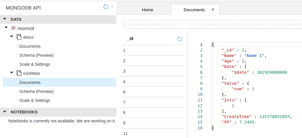 Azure Cosmos DB MongoDB Data Explorer